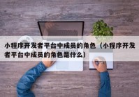 小程序開發(fā)者平臺(tái)中成員的角色（小程序開發(fā)者平臺(tái)中成員的角色是什么）