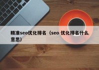 精準(zhǔn)seo優(yōu)化排名（seo 優(yōu)化排名什么意思）