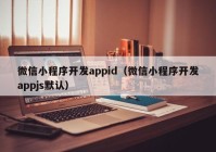 微信小程序開發(fā)appid（微信小程序開發(fā)appjs默認）
