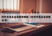 軟件開(kāi)發(fā)企業(yè)資質(zhì)有哪些（軟件開(kāi)發(fā)企業(yè)資質(zhì)證書）