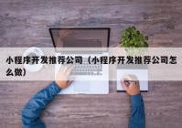 小程序開(kāi)發(fā)推薦公司（小程序開(kāi)發(fā)推薦公司怎么做）